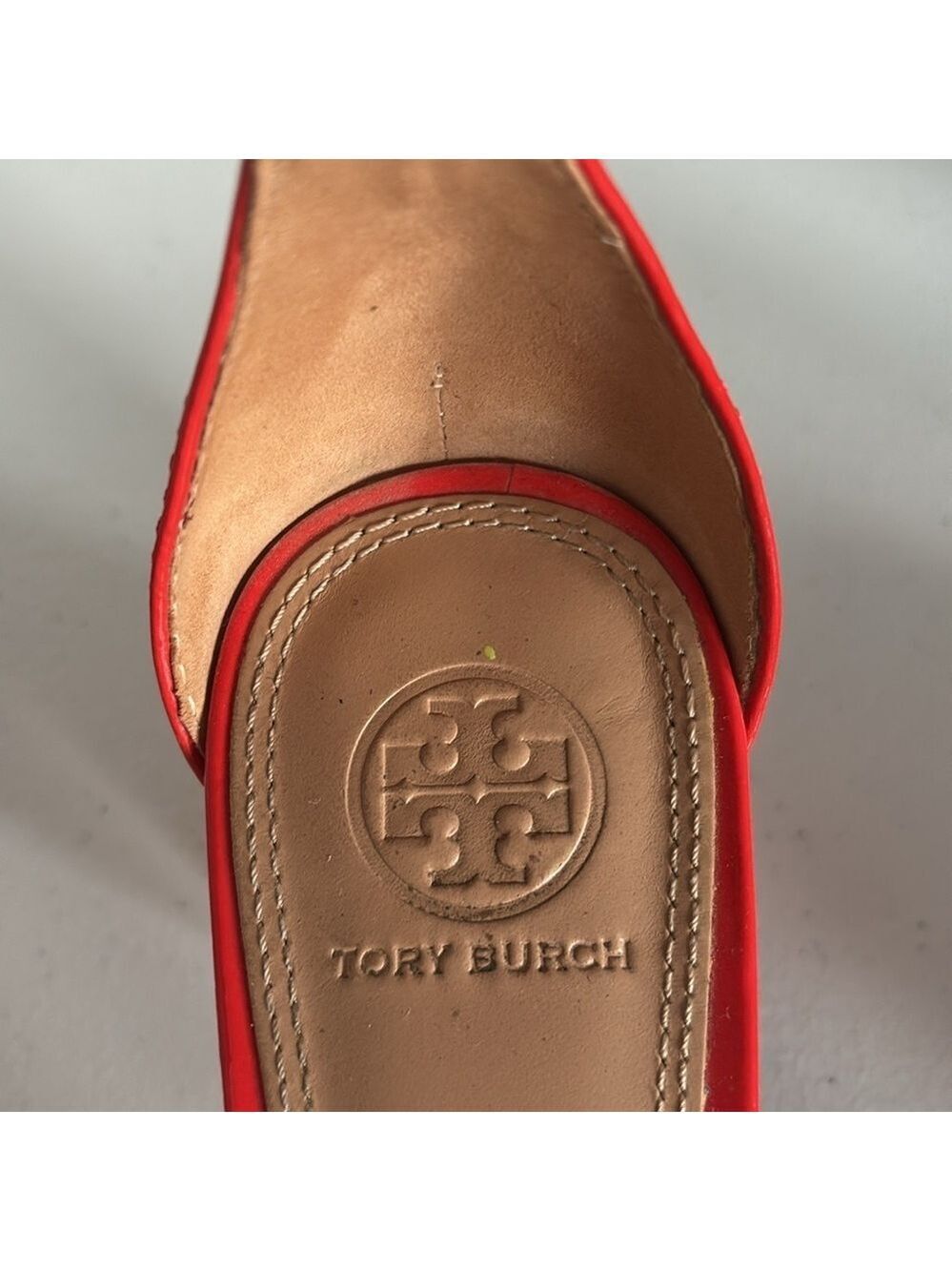 TORY BURCH CECILE sandals City Pepper Red Patent Leather block Heels size 8.5M - Picture 8 of 17